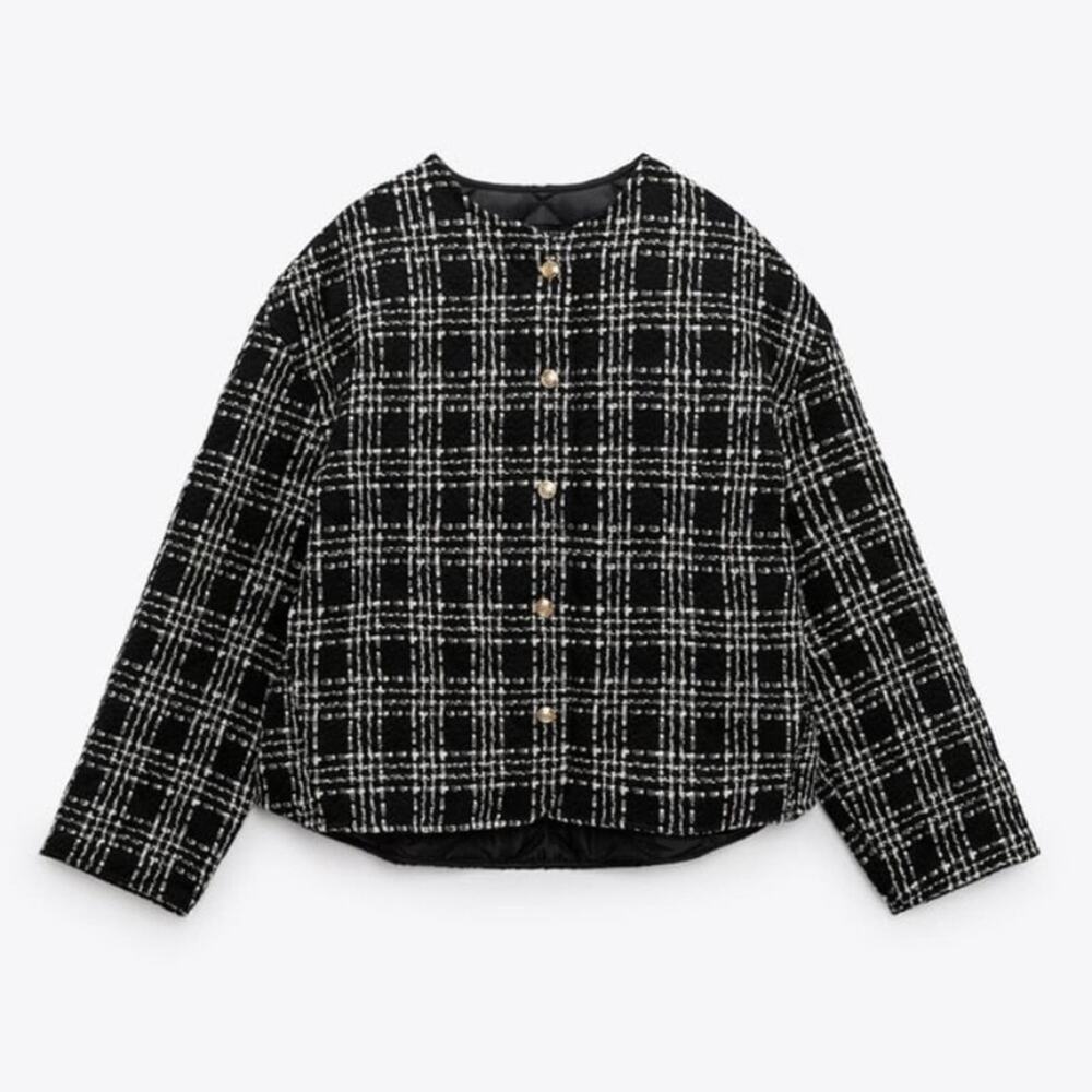 Zara TEXTURED WEAVE QUILTED JACKET Size Medium NWT - image 6